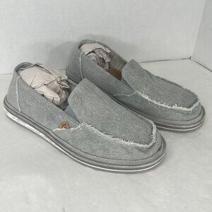Womens Lamo Skipper Casual Slip-On Shoes W6 Grey Canvas Frayed Detail Lightweigh